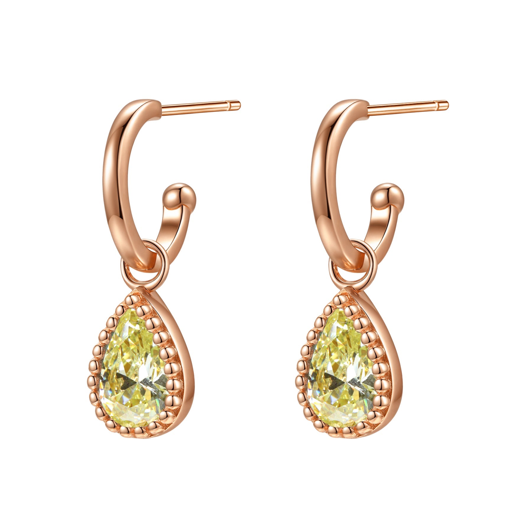 August Peridot Birthstone Hoop Earrings Sterling Silver