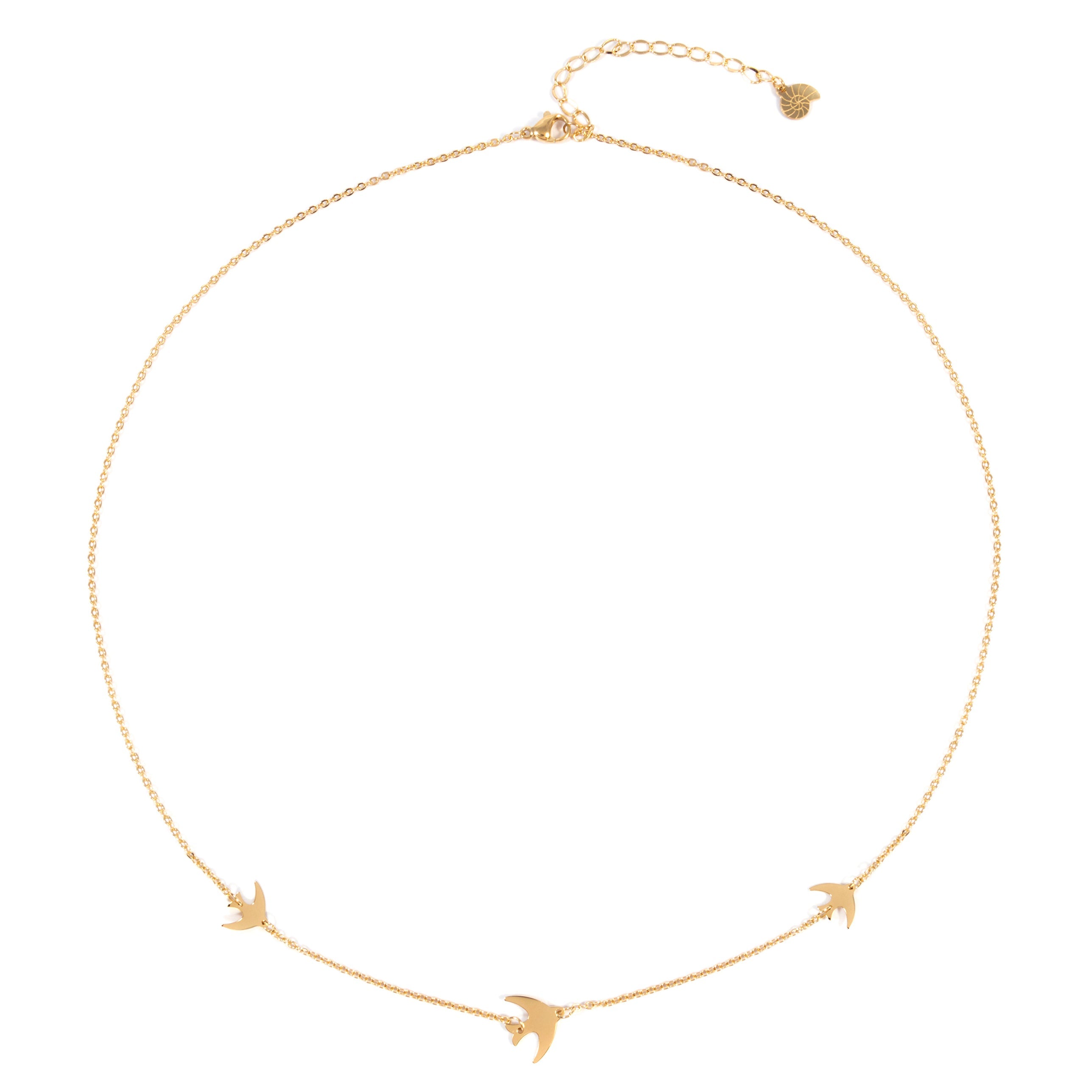 Flying Birds Necklace Gold
