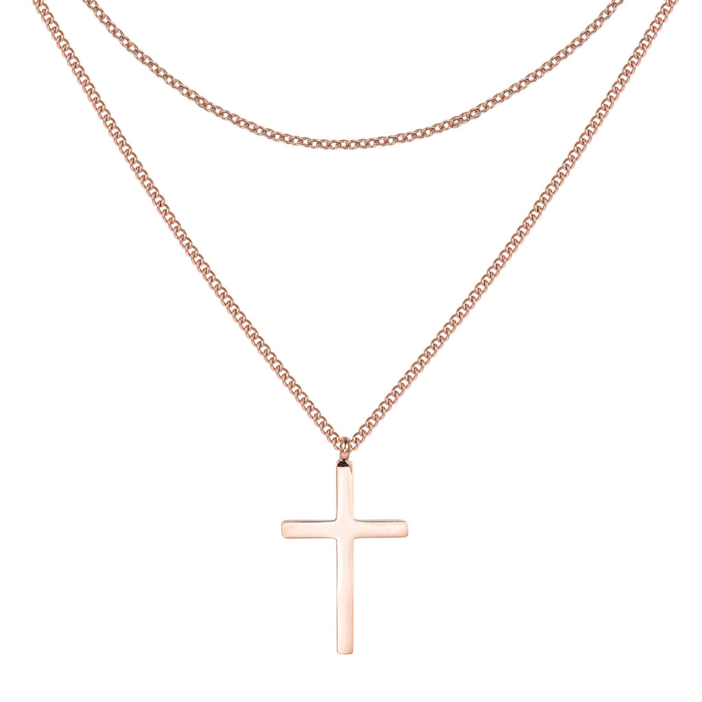 Men Layered Cross Necklace Waterproof