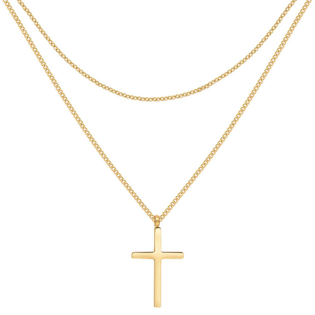 Men Layered Cross Necklace Waterproof