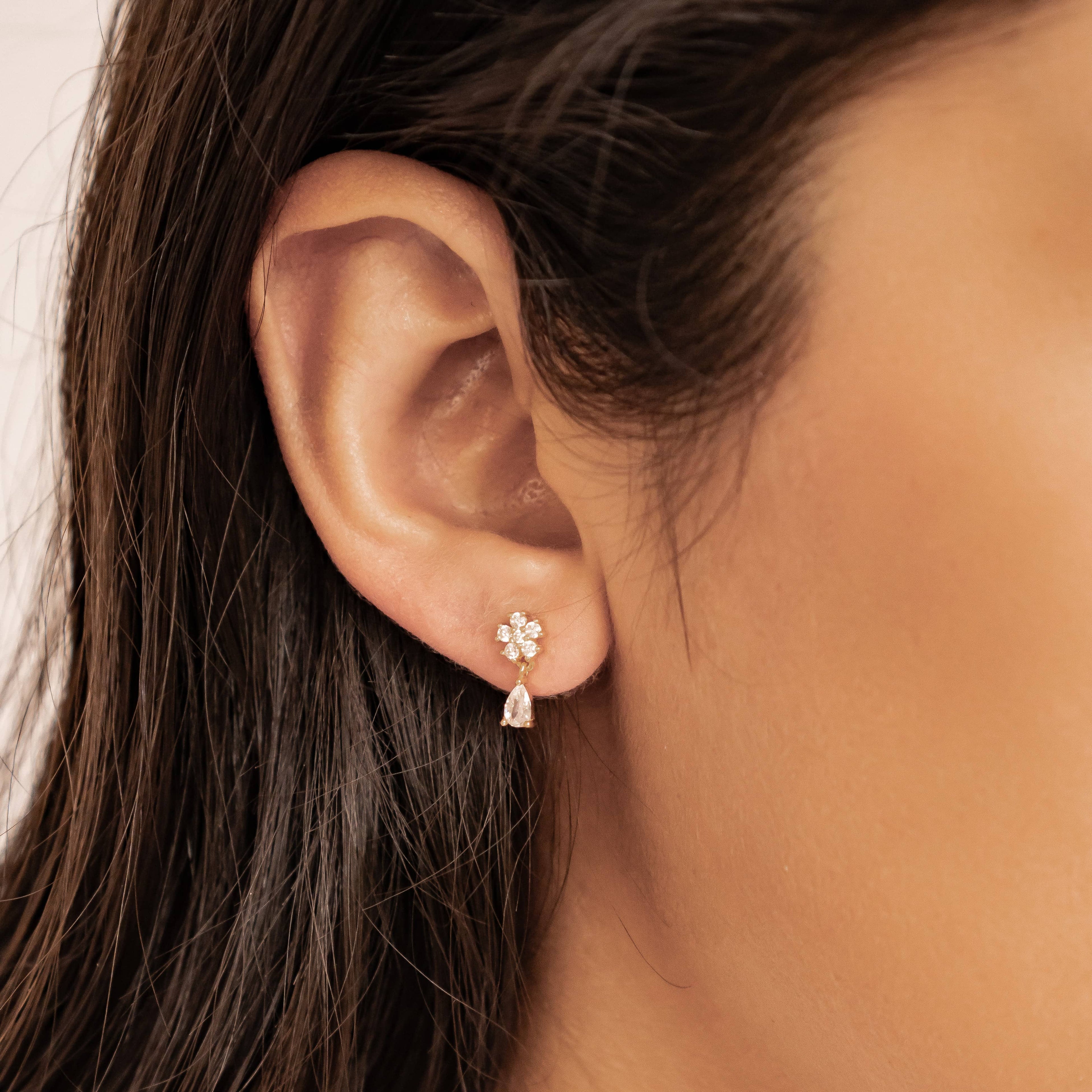 Cascading Blossom Stud Earrings Sterling Silver