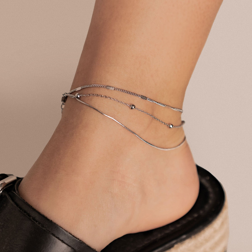 Classic Trio Chain Anklet Waterproof