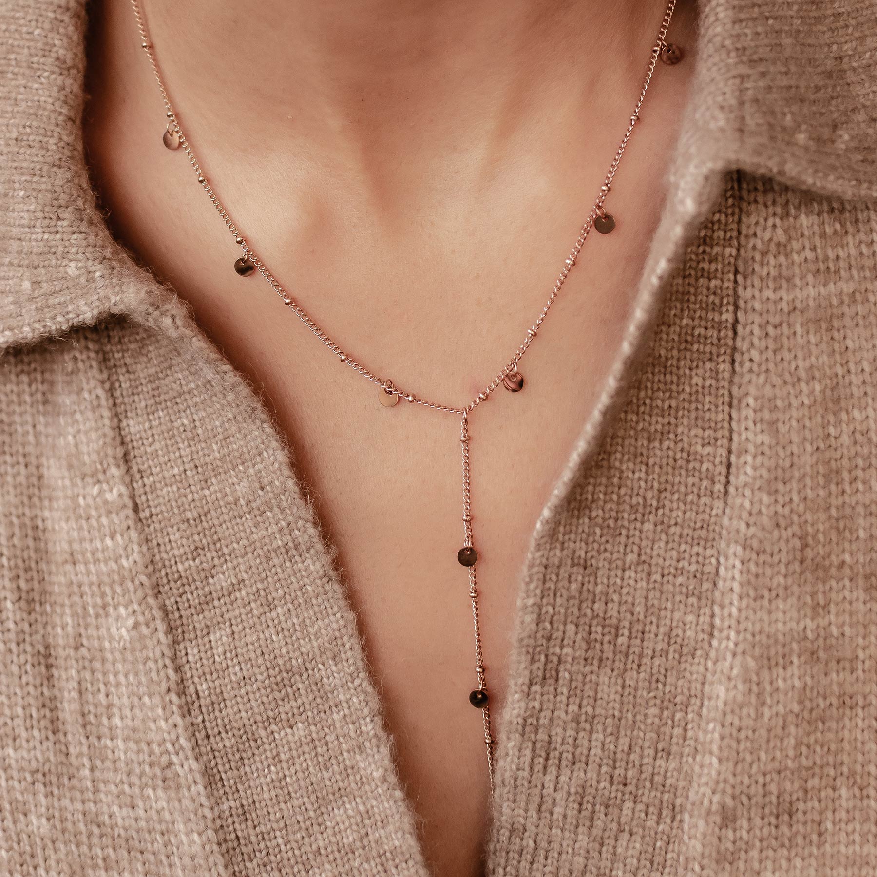 Coin Y Lariat Necklace Waterproof