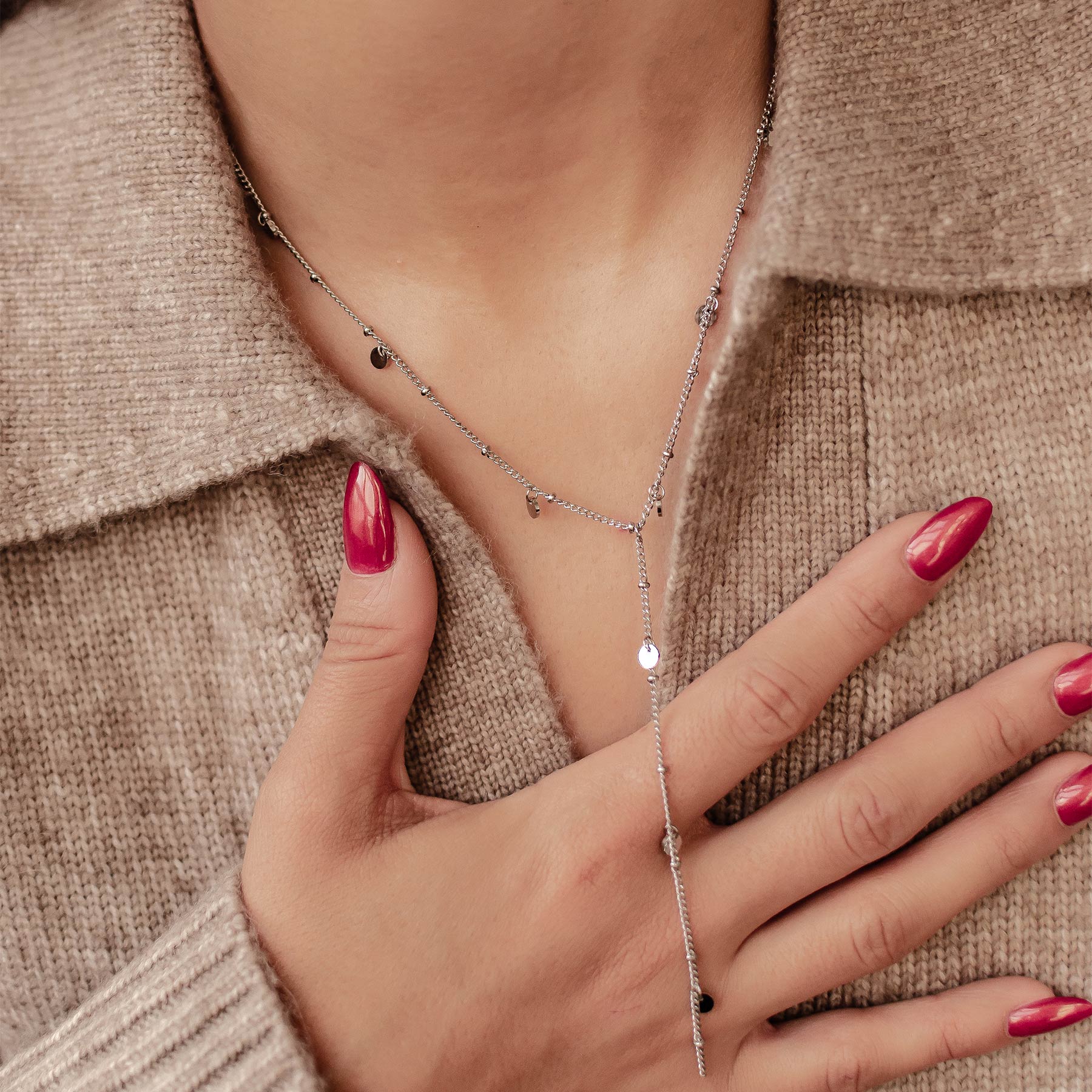 Coin Y Lariat Necklace Waterproof