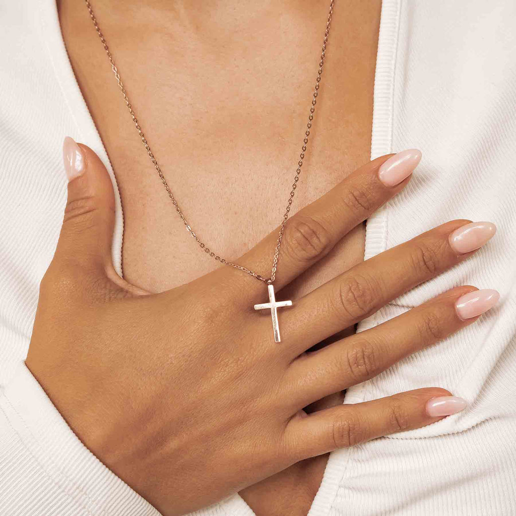Cross Pendant Necklace Rose Gold