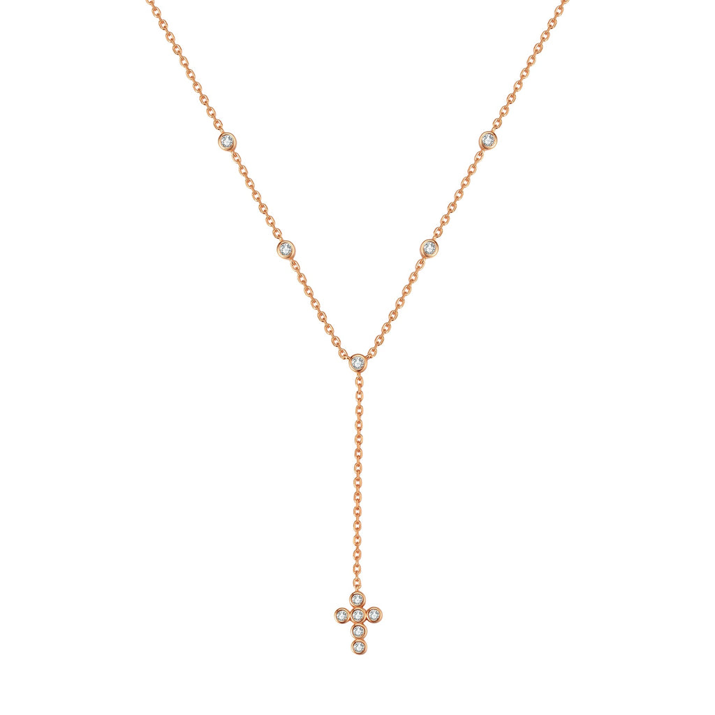 Cross Y Lariat Necklace Sterling Silver