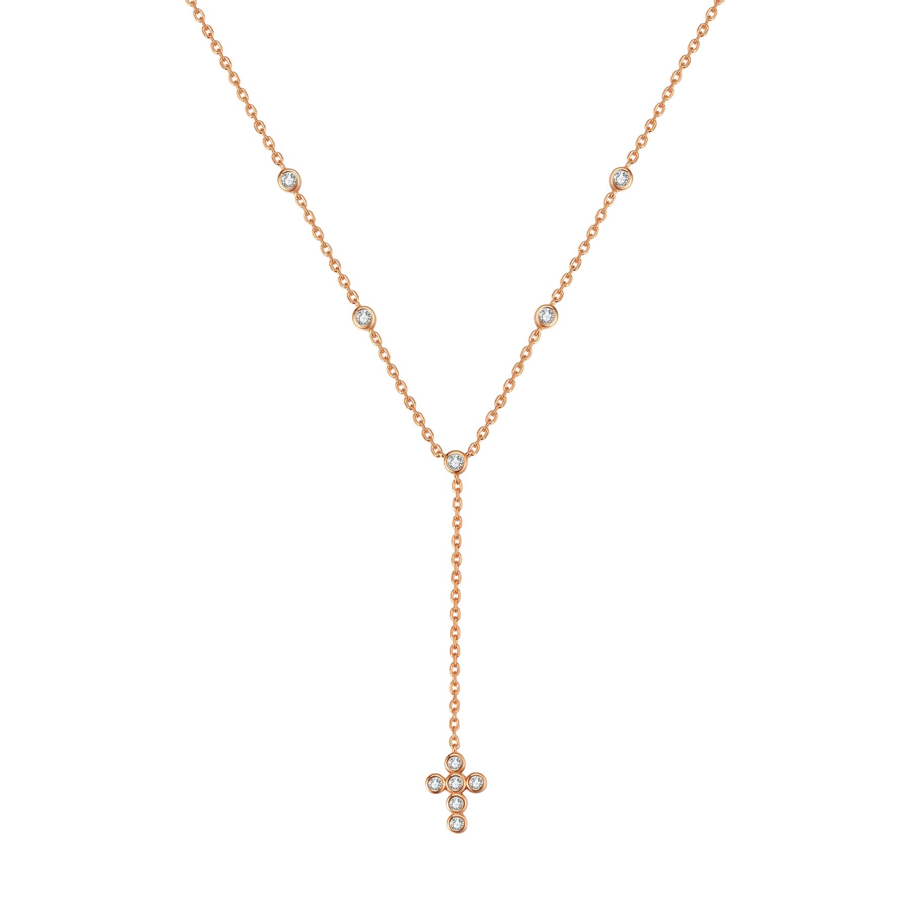 Cross Y Lariat Necklace Sterling Silver