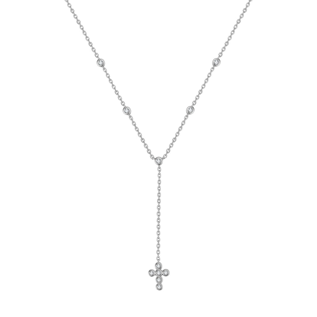 Cross Y Lariat Necklace Sterling Silver