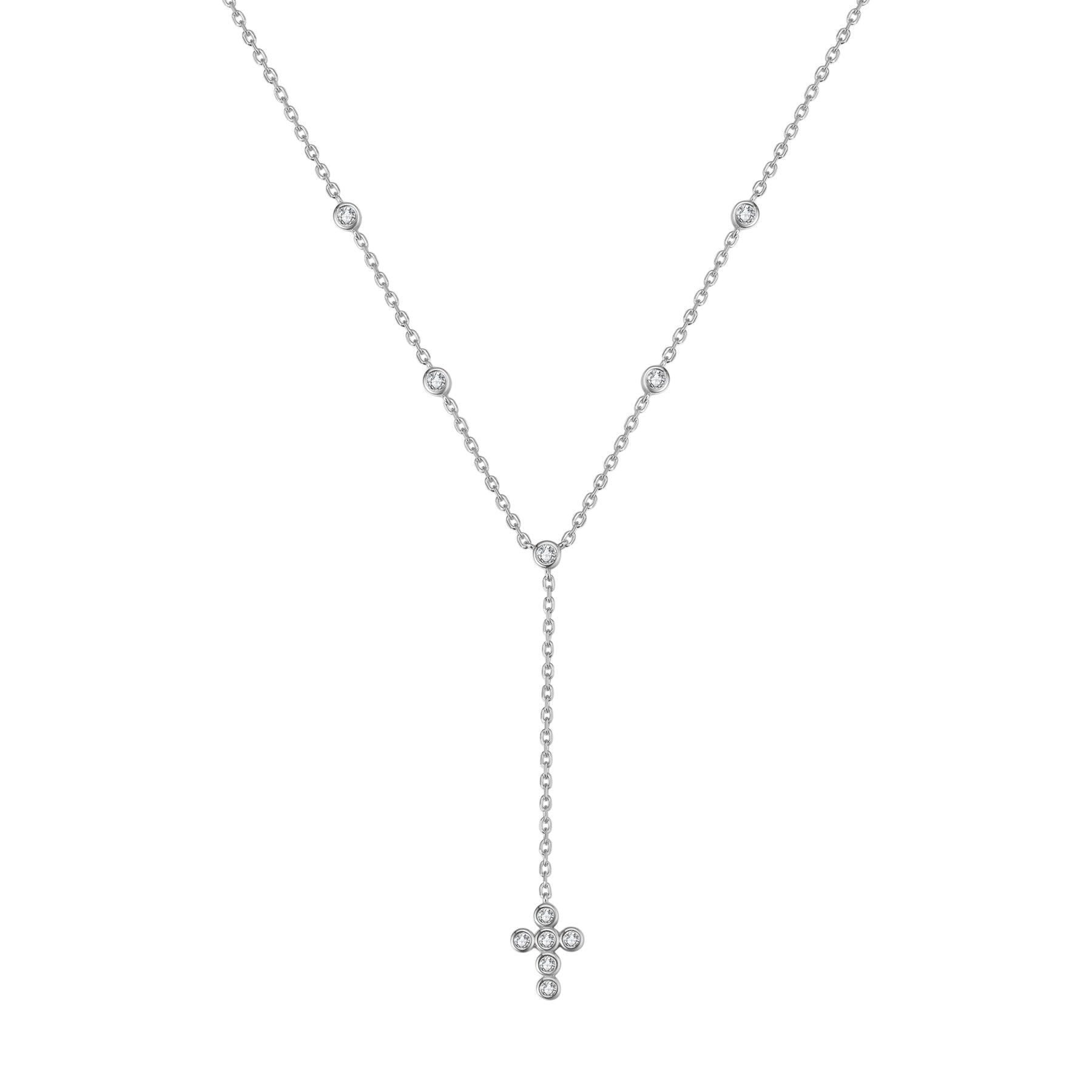 Cross Y Lariat Necklace Sterling Silver