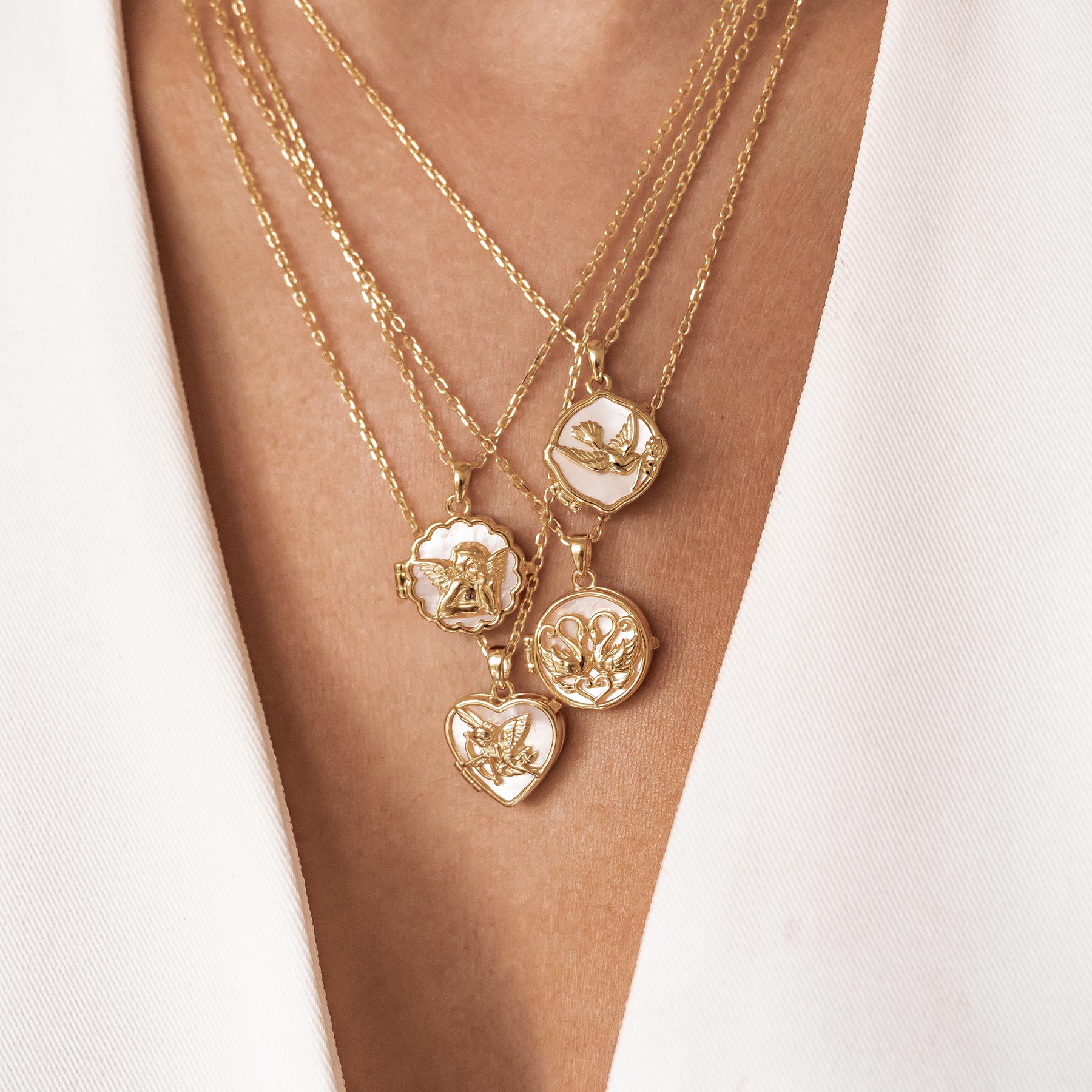 Cupid Heart Locket Necklace Sterling Silver