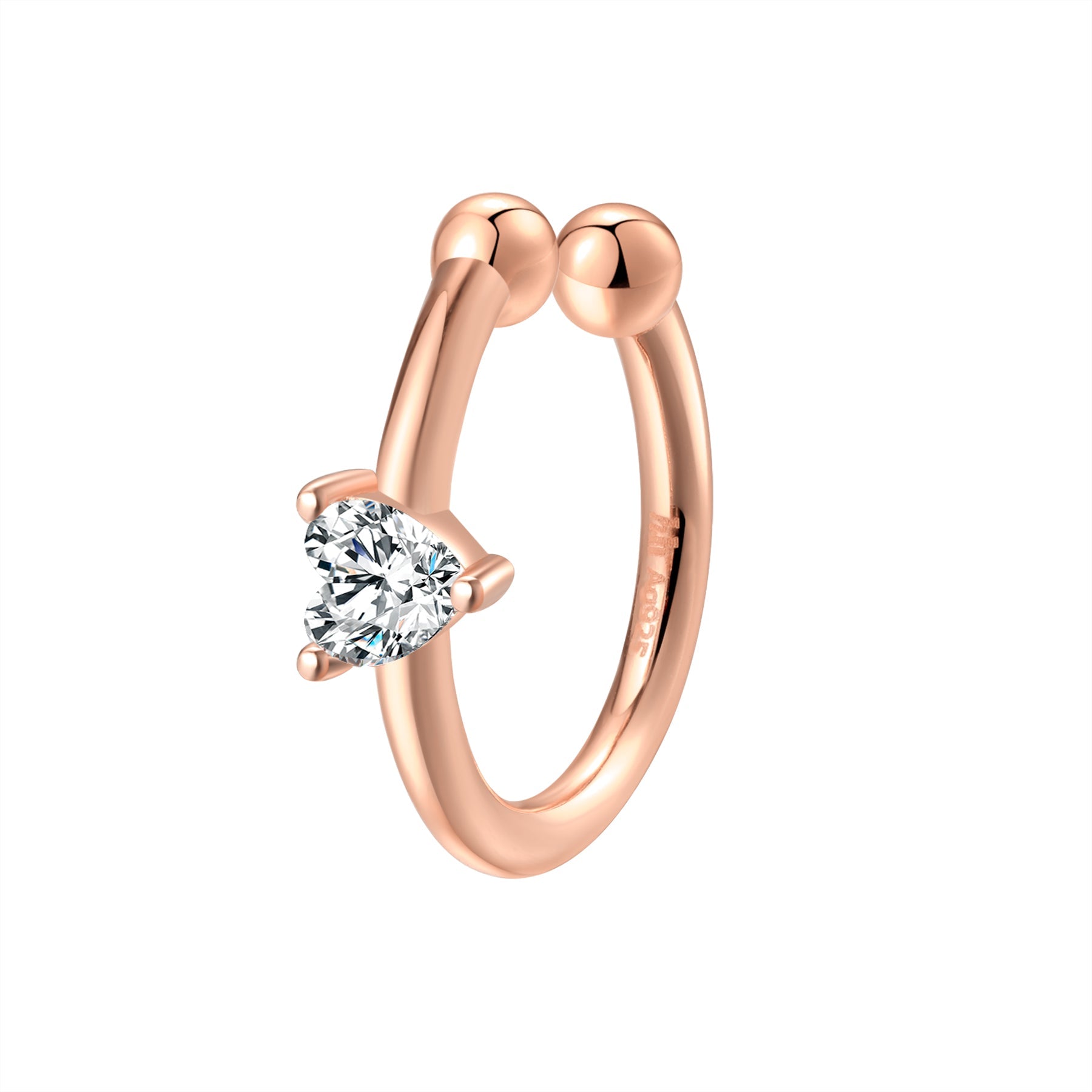 Diamond Heart Ear Cuff Sterling Silver