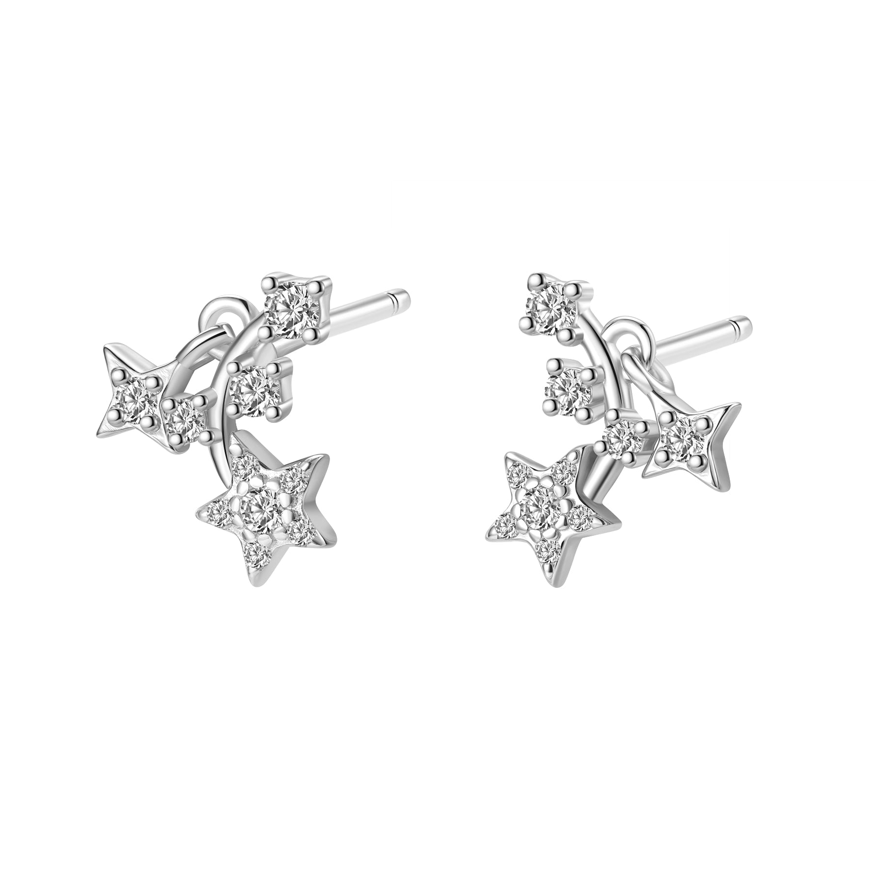 Falling Star Stud Earrings Sterling Silver