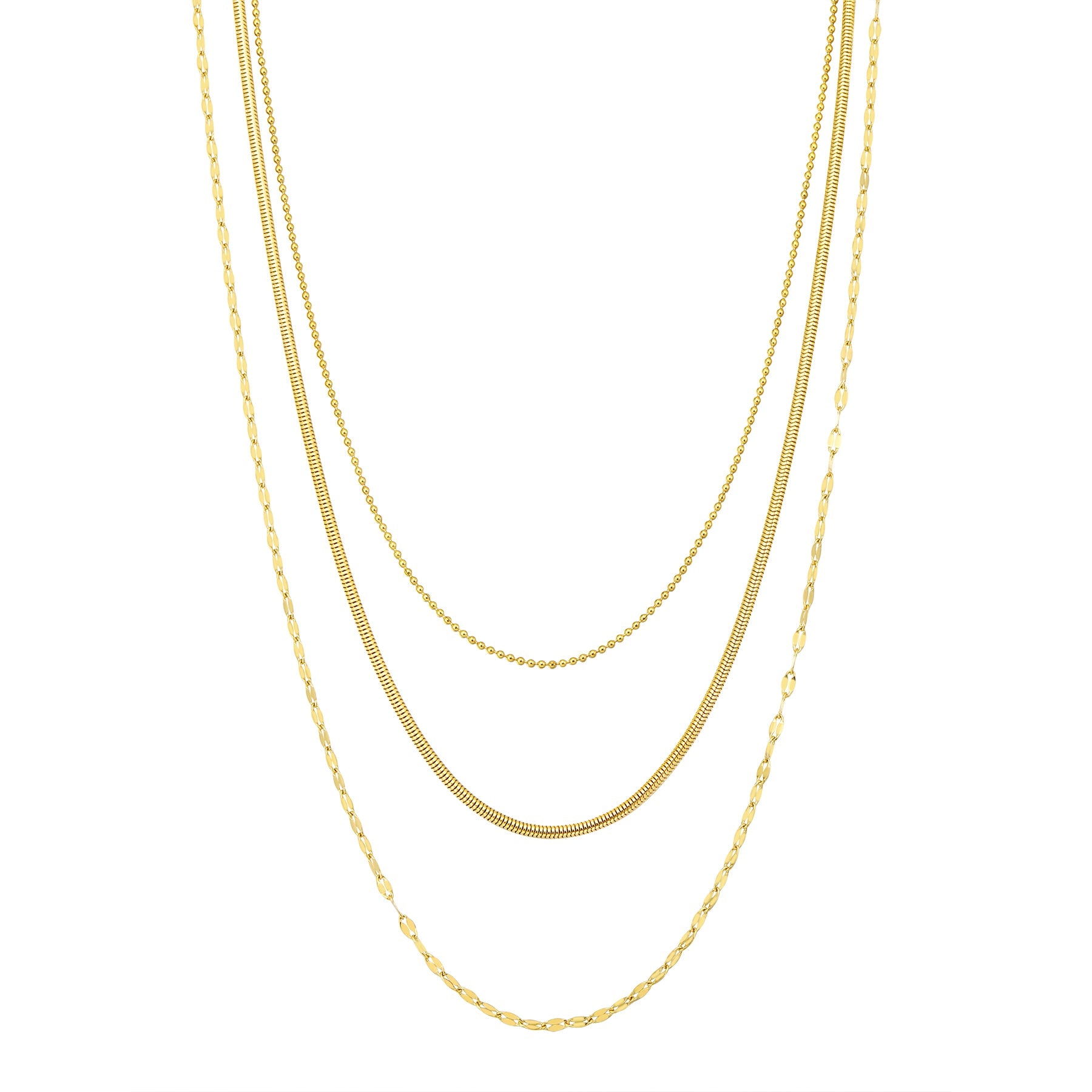 Fine Triple Layer Chain Necklace Waterproof