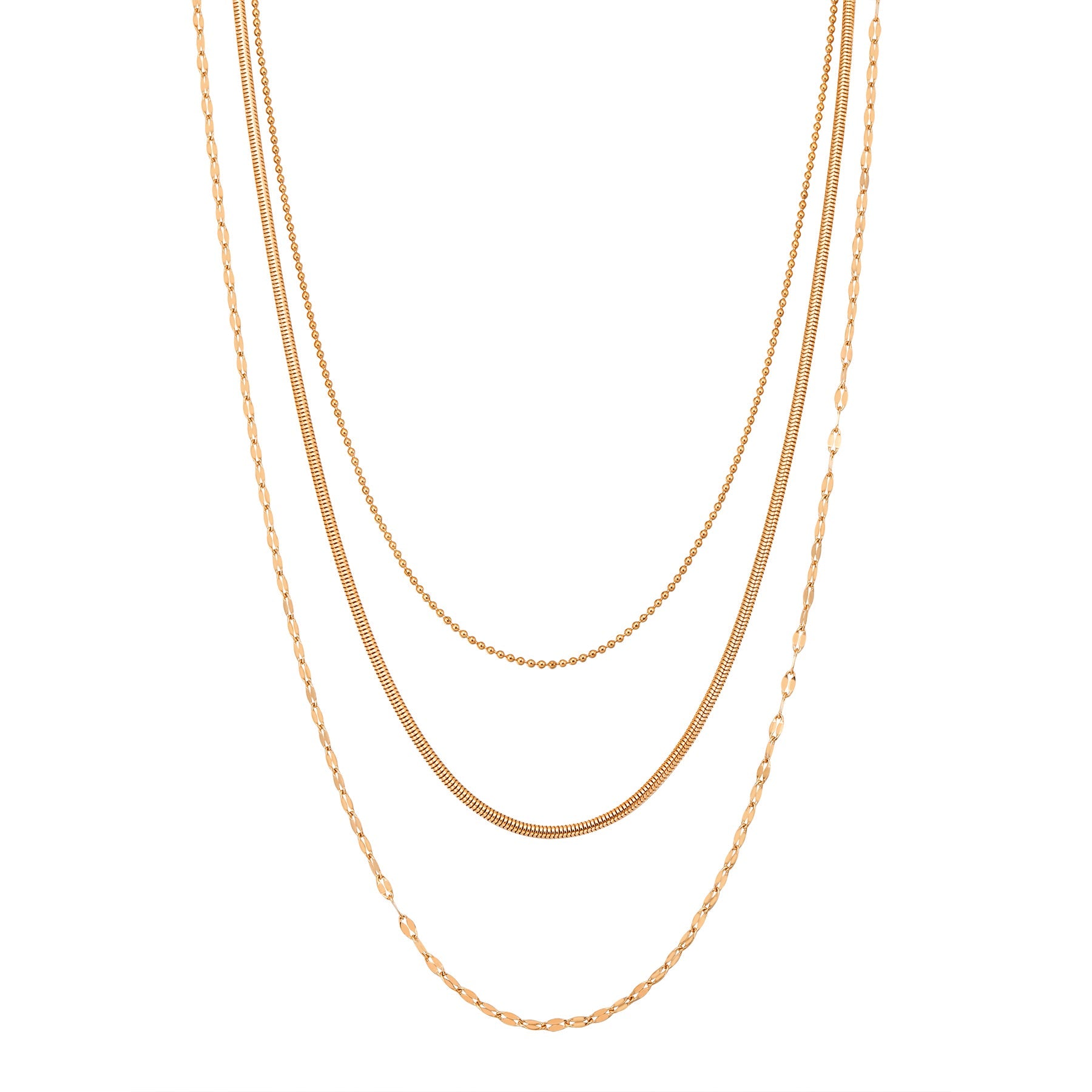 Fine Triple Layer Chain Necklace Waterproof