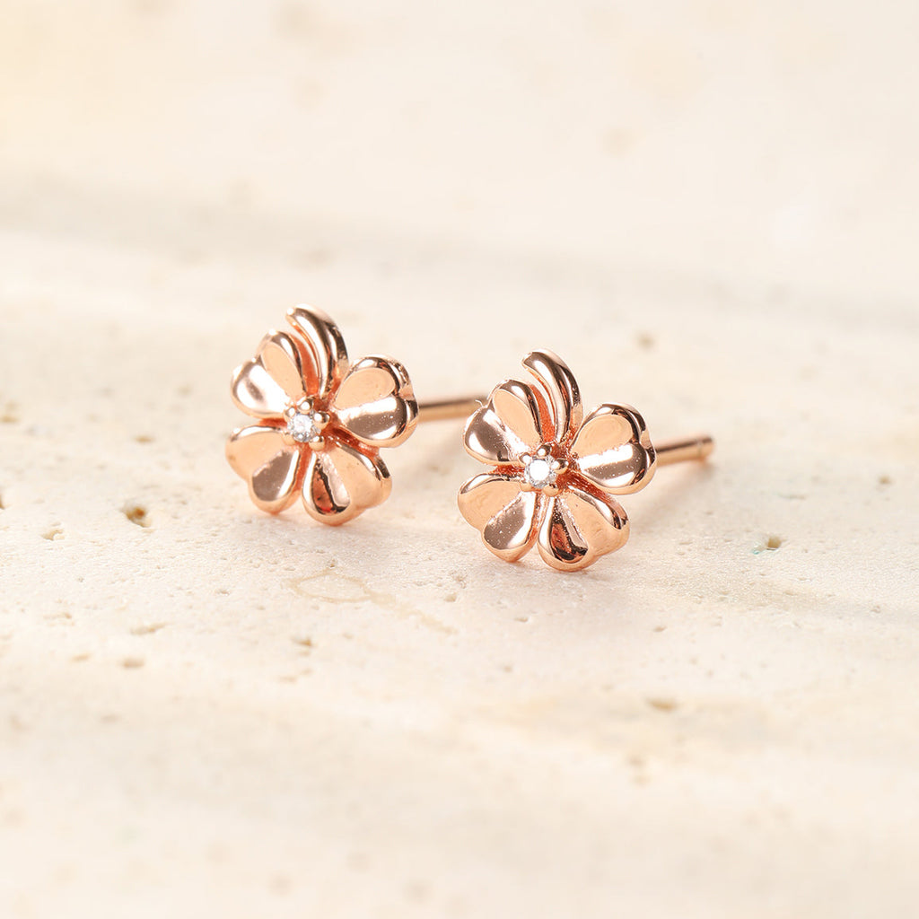 Four Leaf Clover Stud Earrings Sterling Silver