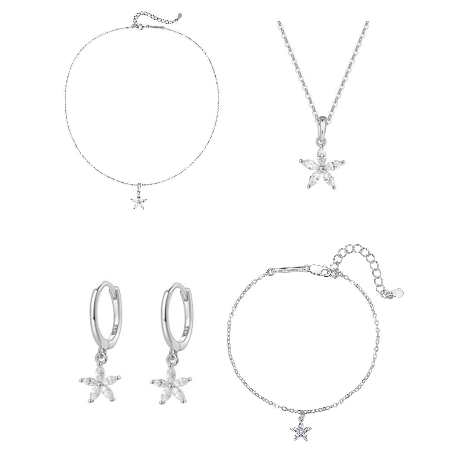 Gemstone Daisy Jewelry Set Sterling Silver