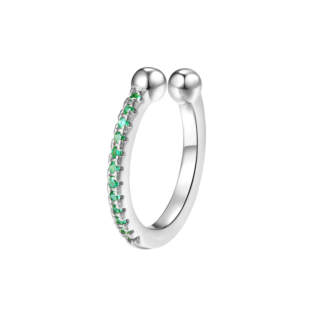 Green Diamond Ear Cuff Sterling Silver