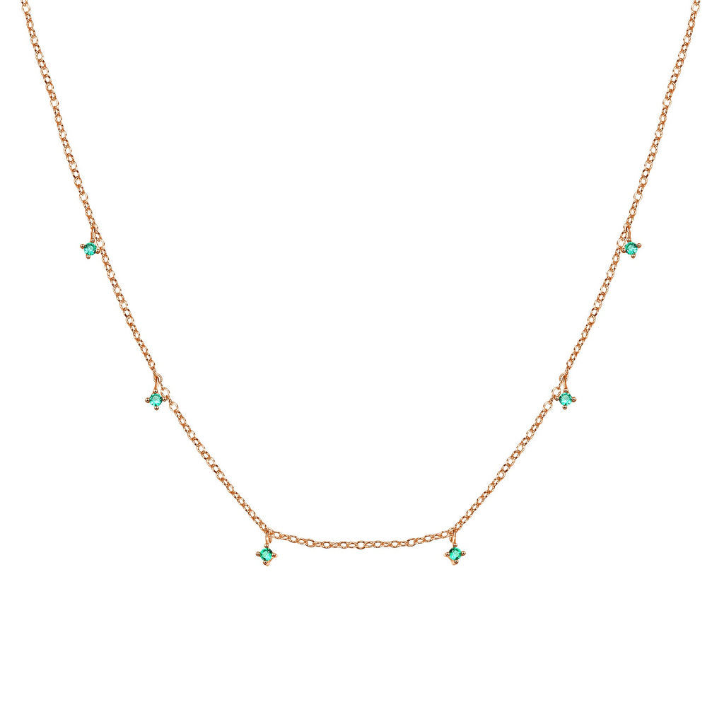 Green Gemstone Charm Necklace Sterling Silver