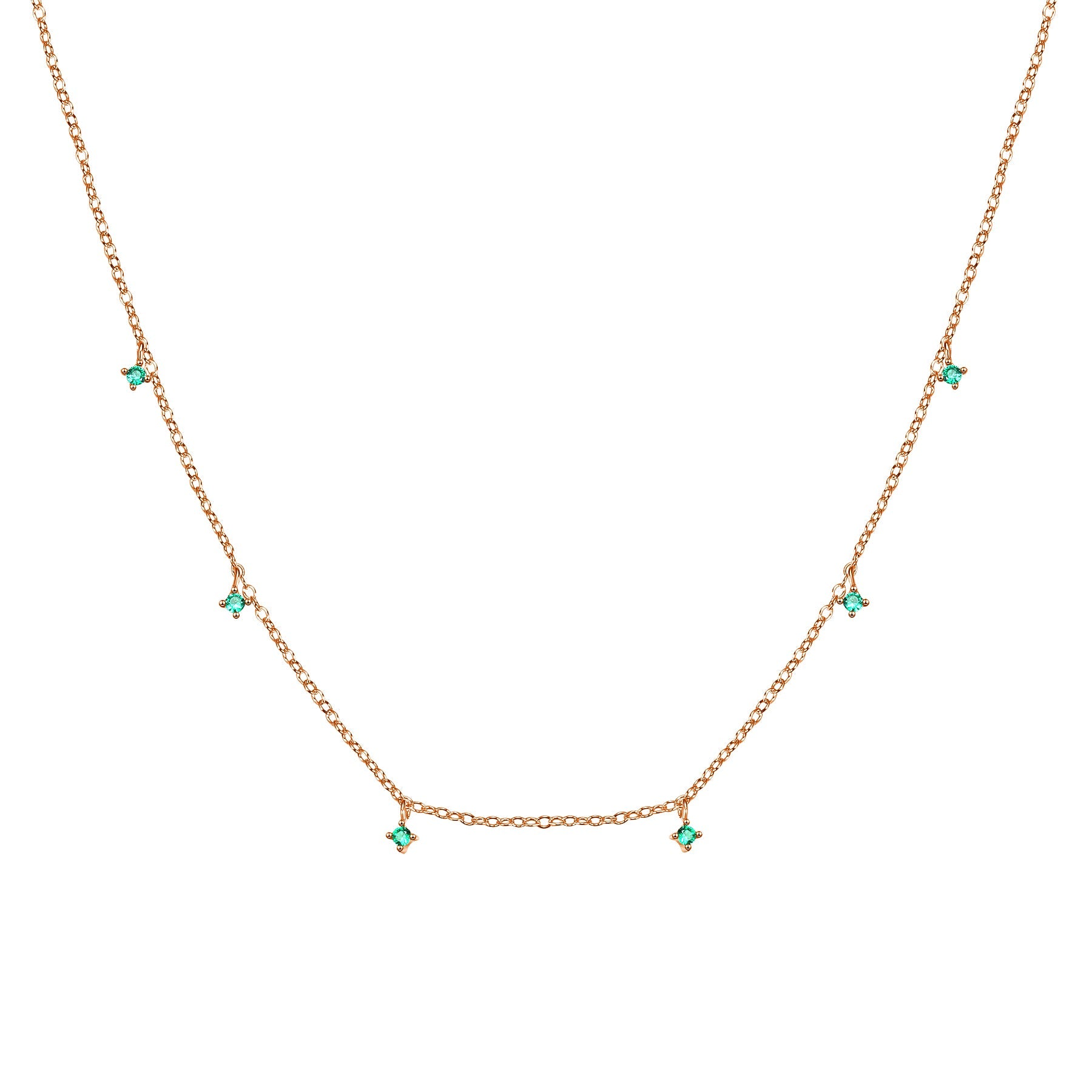 Green Gemstone Charm Necklace Sterling Silver