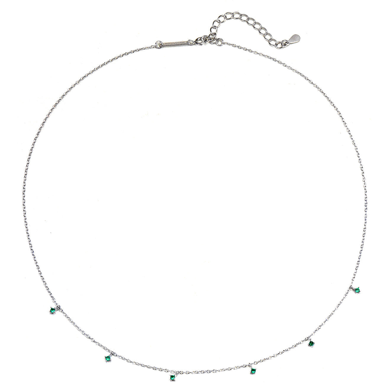 Green Gemstone Charm Necklace Sterling Silver
