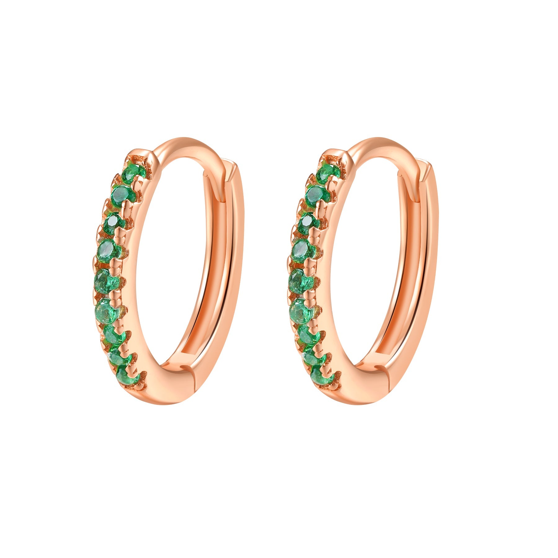 Green Stone Huggie Earrings Sterling Silver