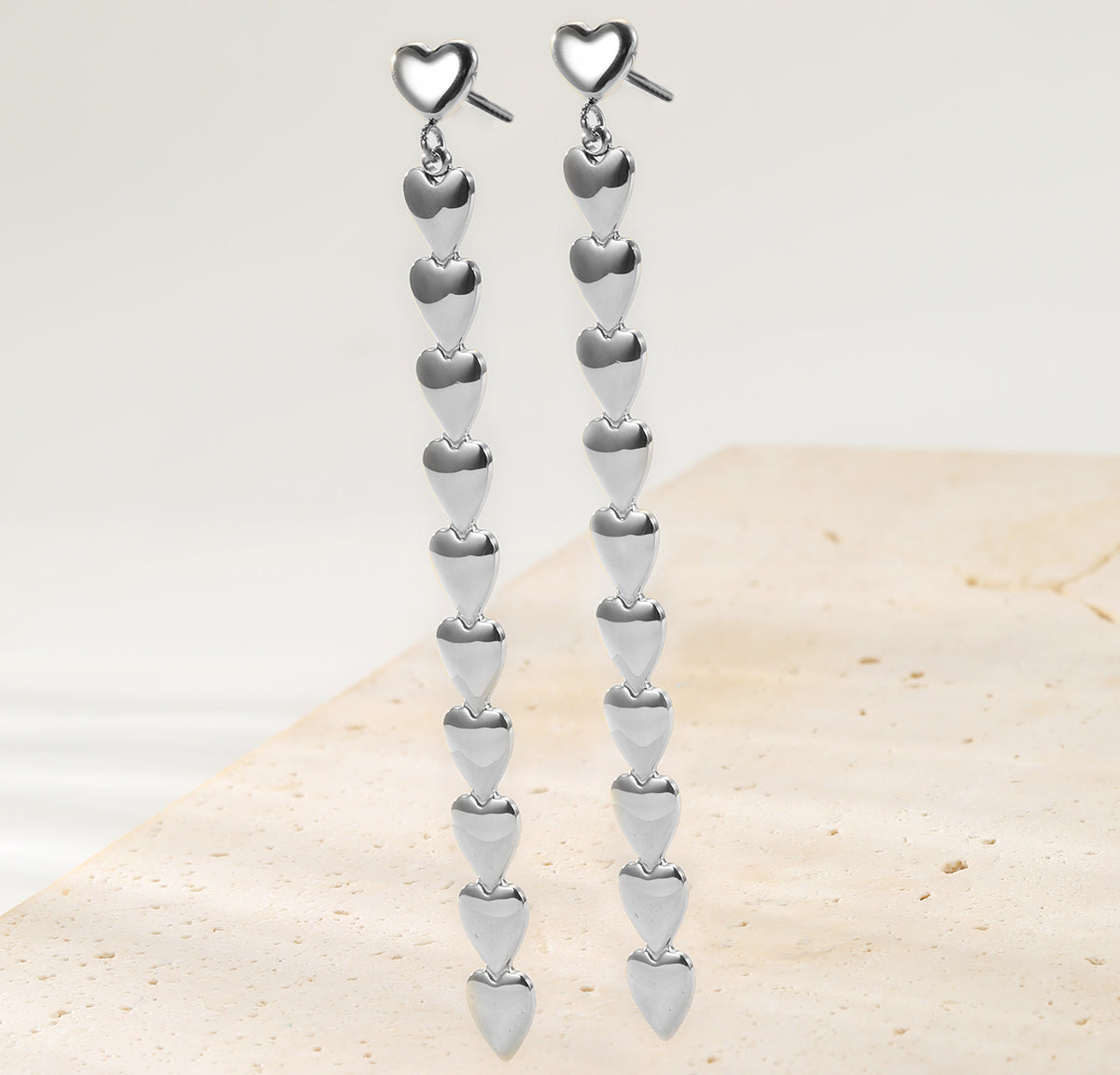 Heart Cascade Drop Earrings Waterproof