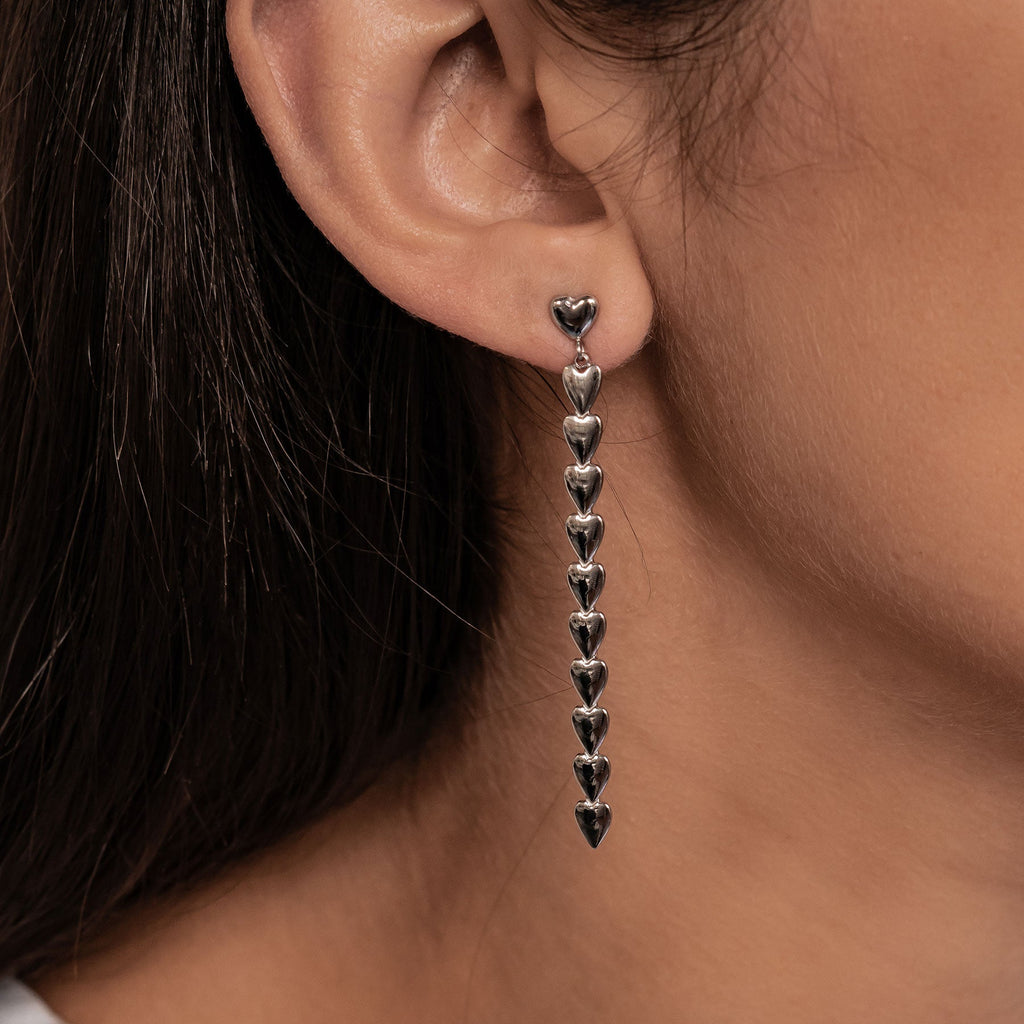 Heart Cascade Drop Earrings Waterproof