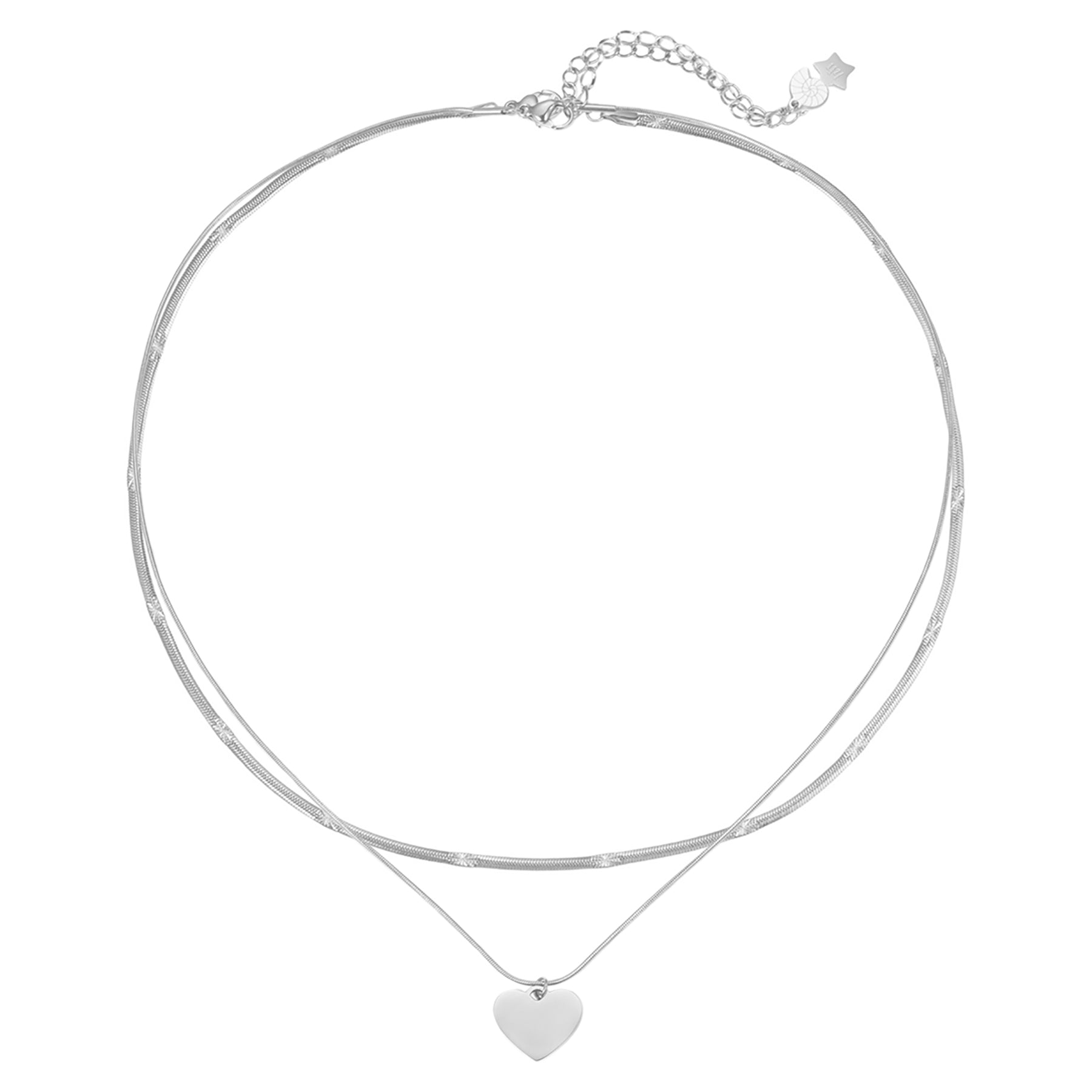 Heart and Textured Snake Chain Necklace Set Waterproof