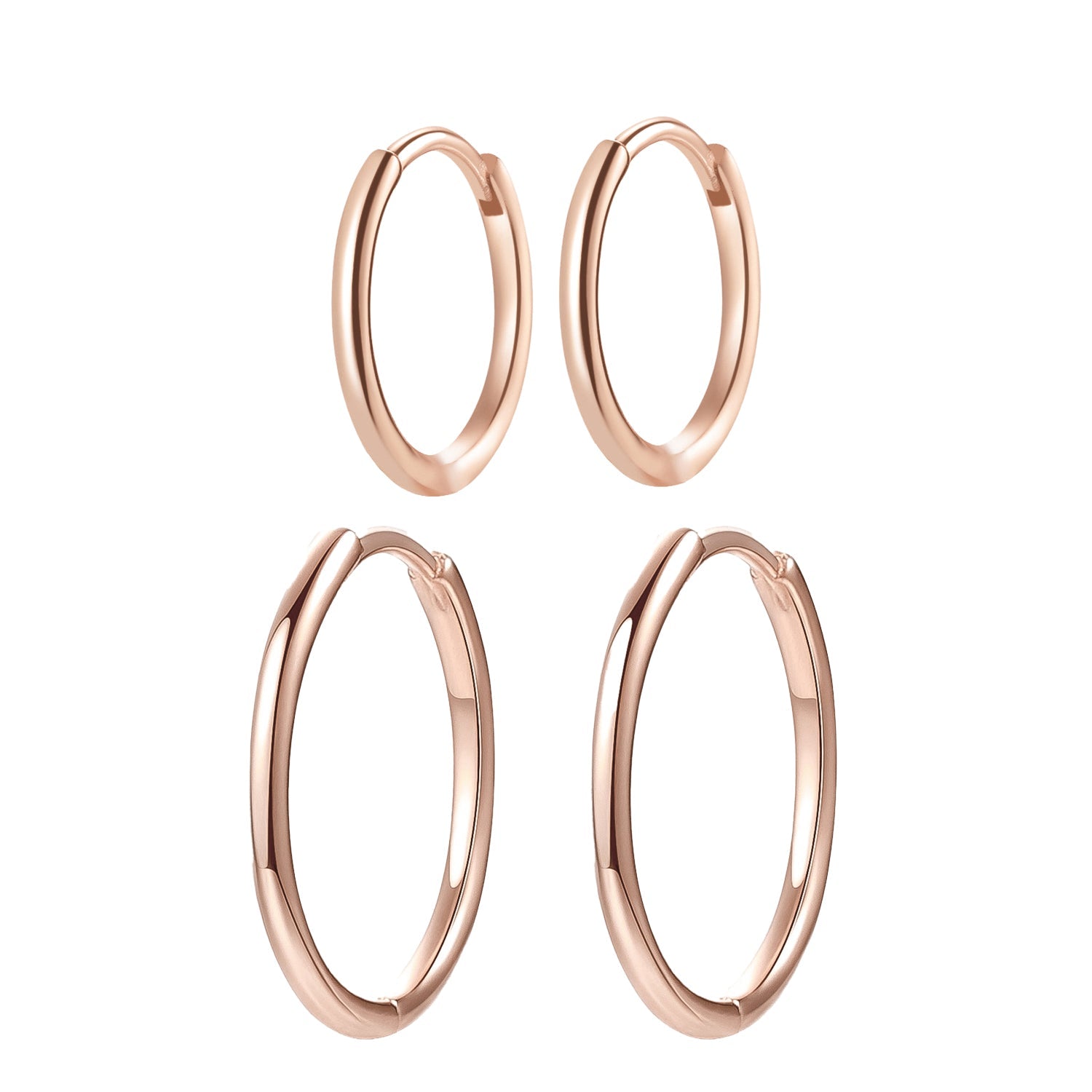 Slim Hoop Earrings Set Sterling Silver