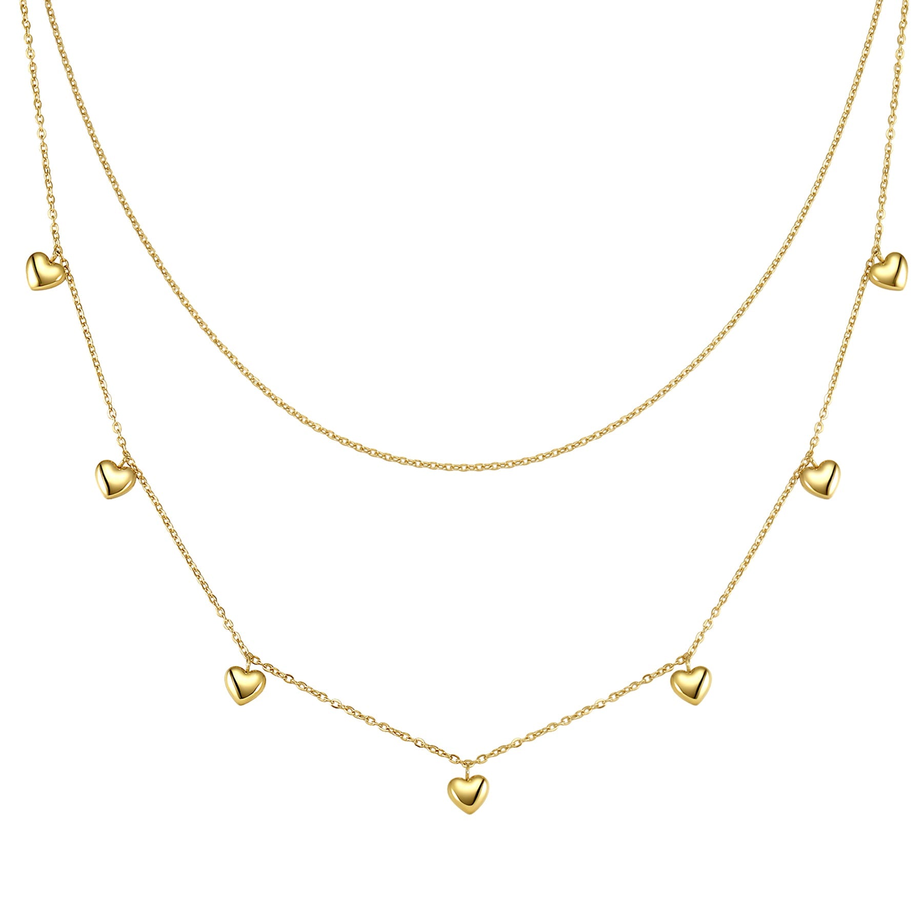 Layered Chunky Heart Necklace Waterproof