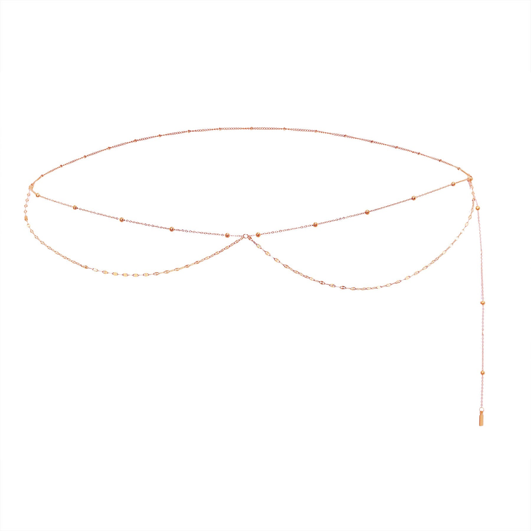 Layered Satellite and Rolo Belly Chain Waterproof