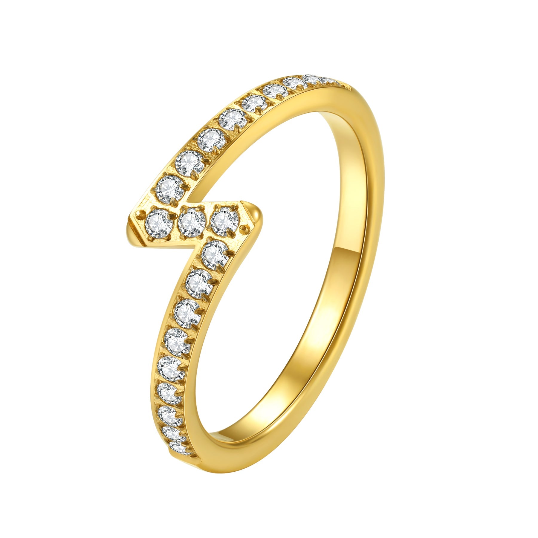 Lightning Bolt Gemstone Ring Stainless Steel