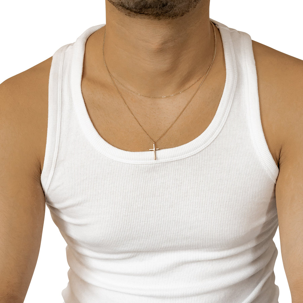 Men Layered Cross Necklace Waterproof