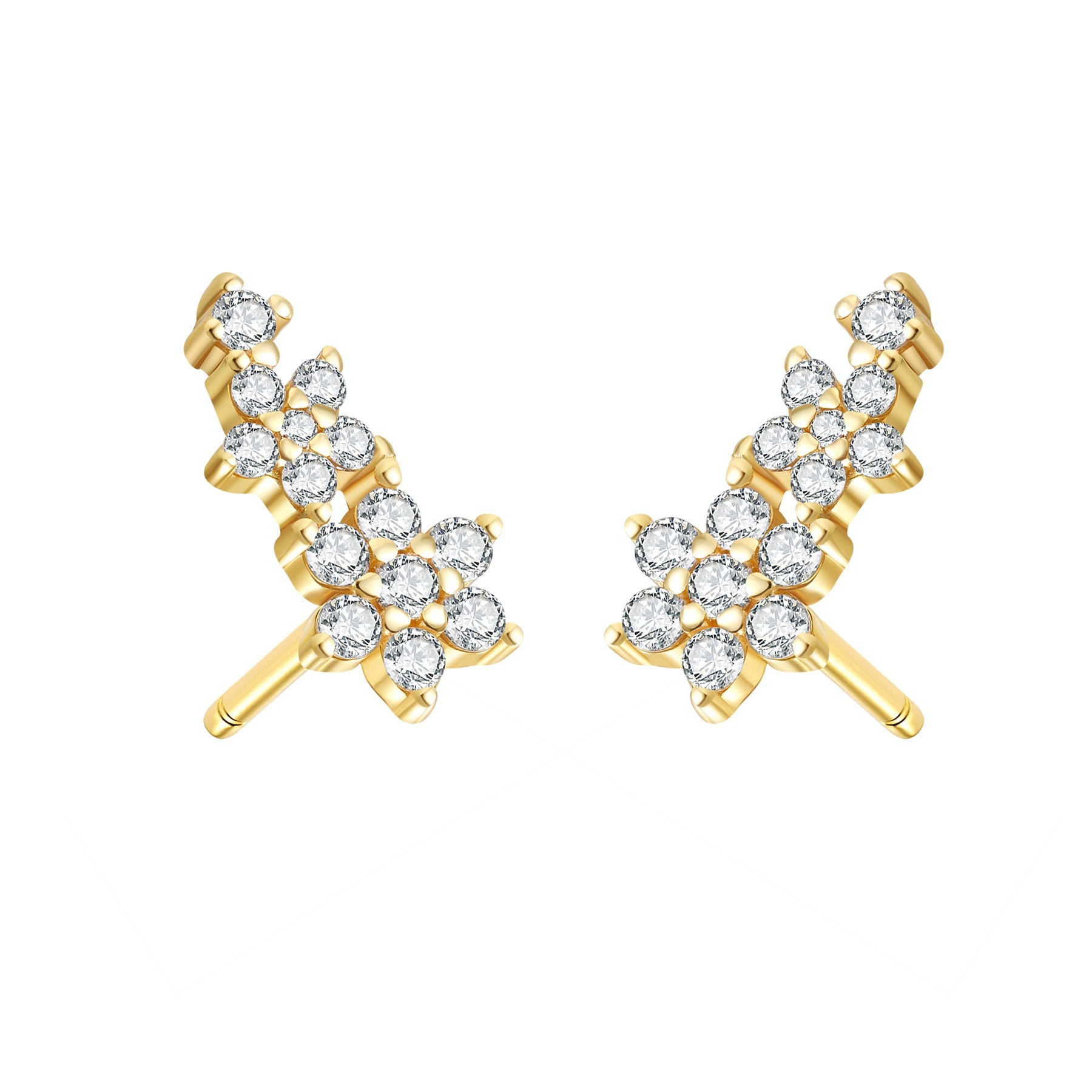 Mini Floral Climber Stud Earrings Sterling Silver