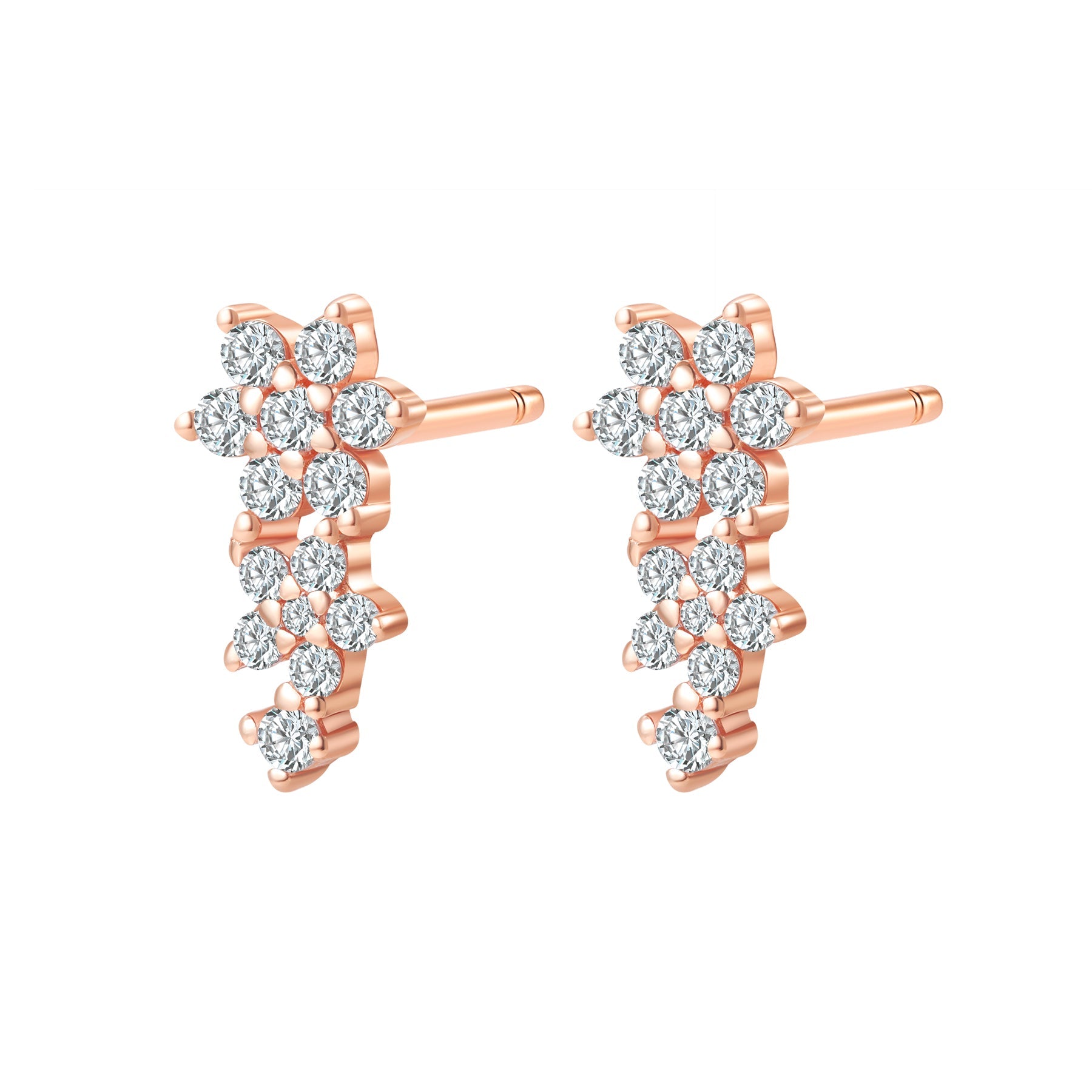 Mini Floral Climber Stud Earrings Sterling Silver