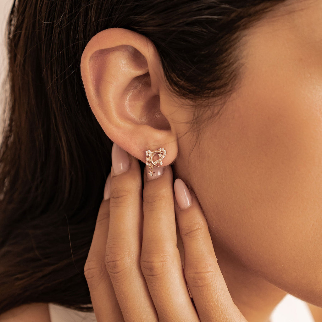 Moon & Star Sparkle Stud Earrings Sterling Silver