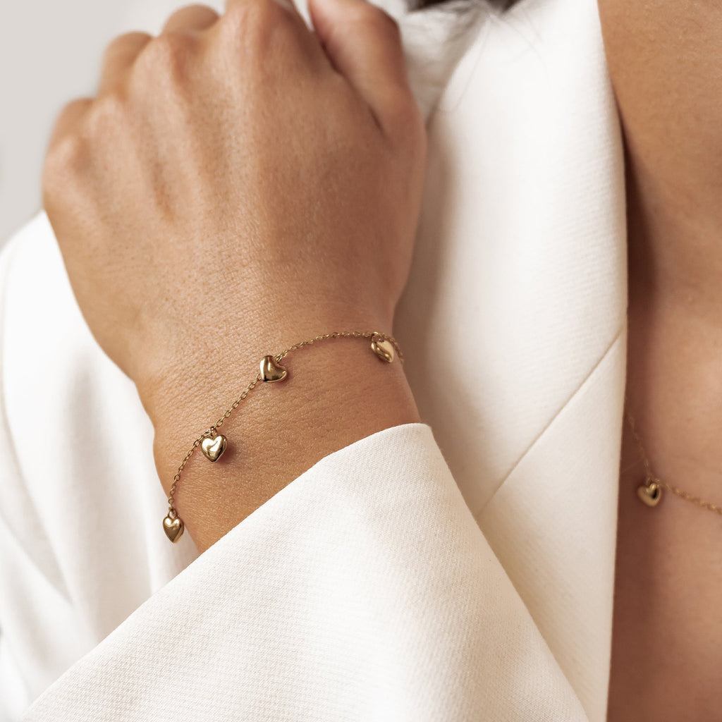 Multiple Chunky Heart Bracelet Waterproof