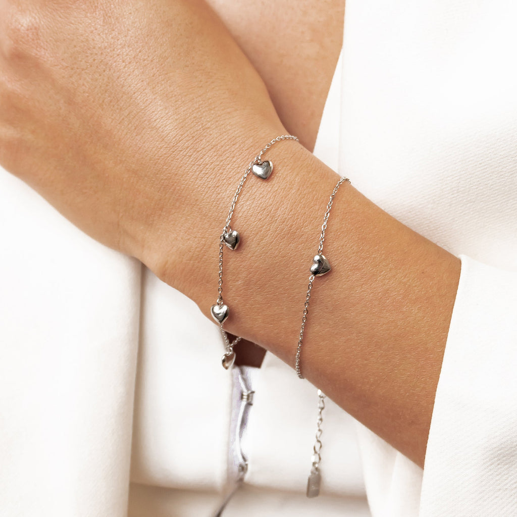 Multiple Chunky Heart Bracelet Waterproof