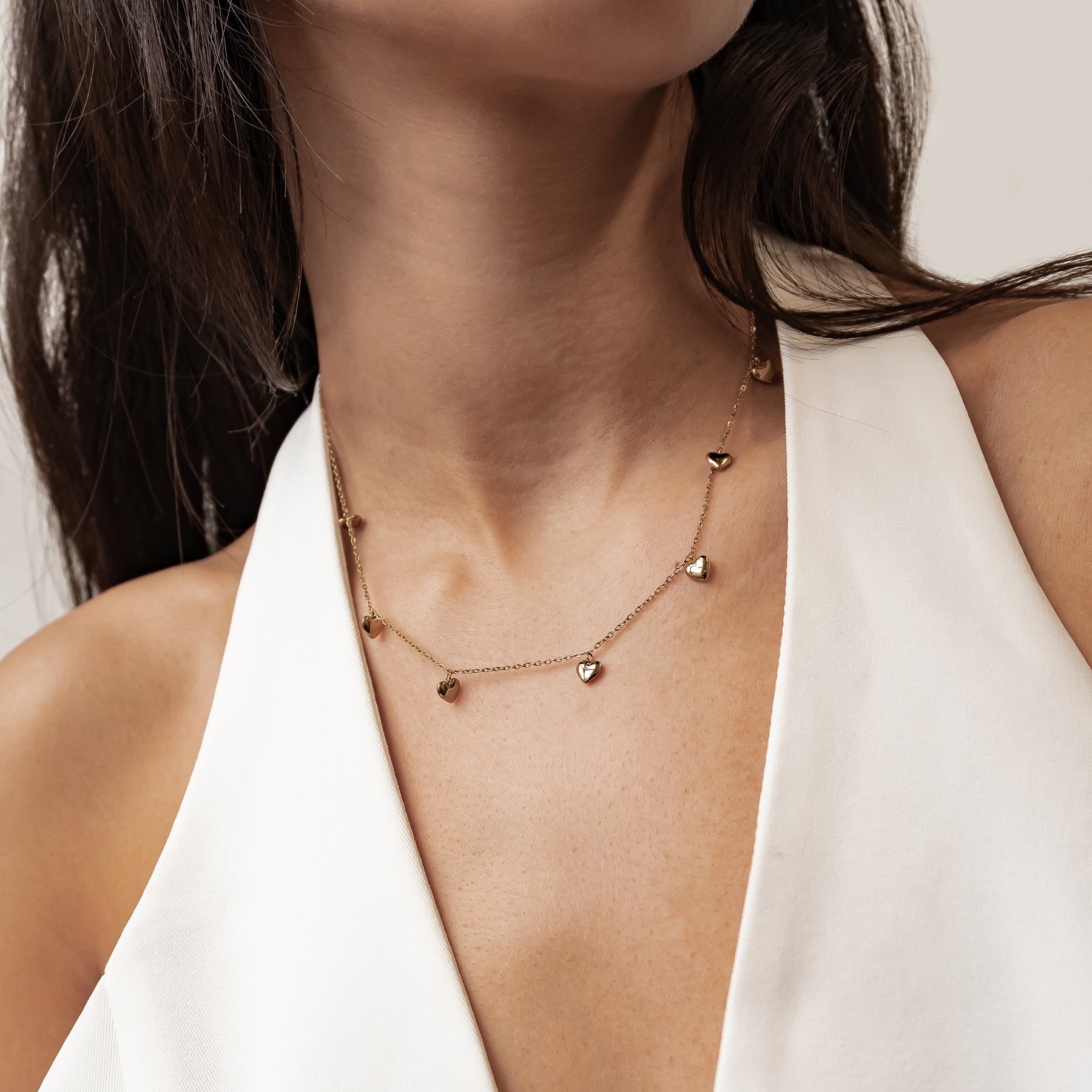 Multiple Chunky Heart Necklace Waterproof