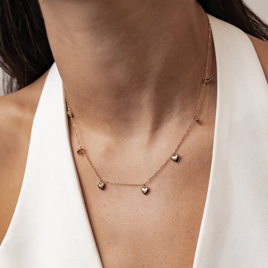 Multiple Chunky Heart Necklace Waterproof