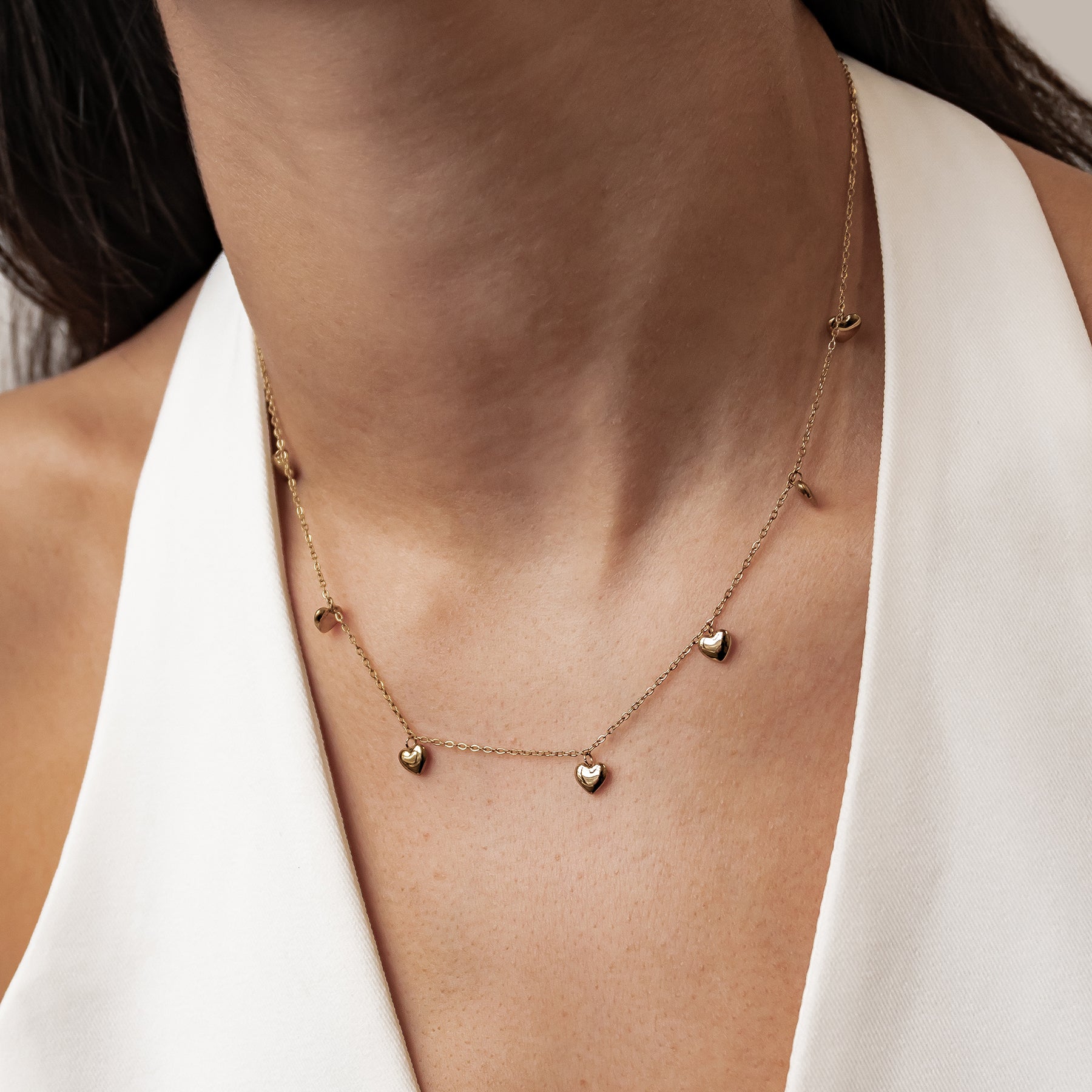 Multiple Chunky Heart Necklace Waterproof