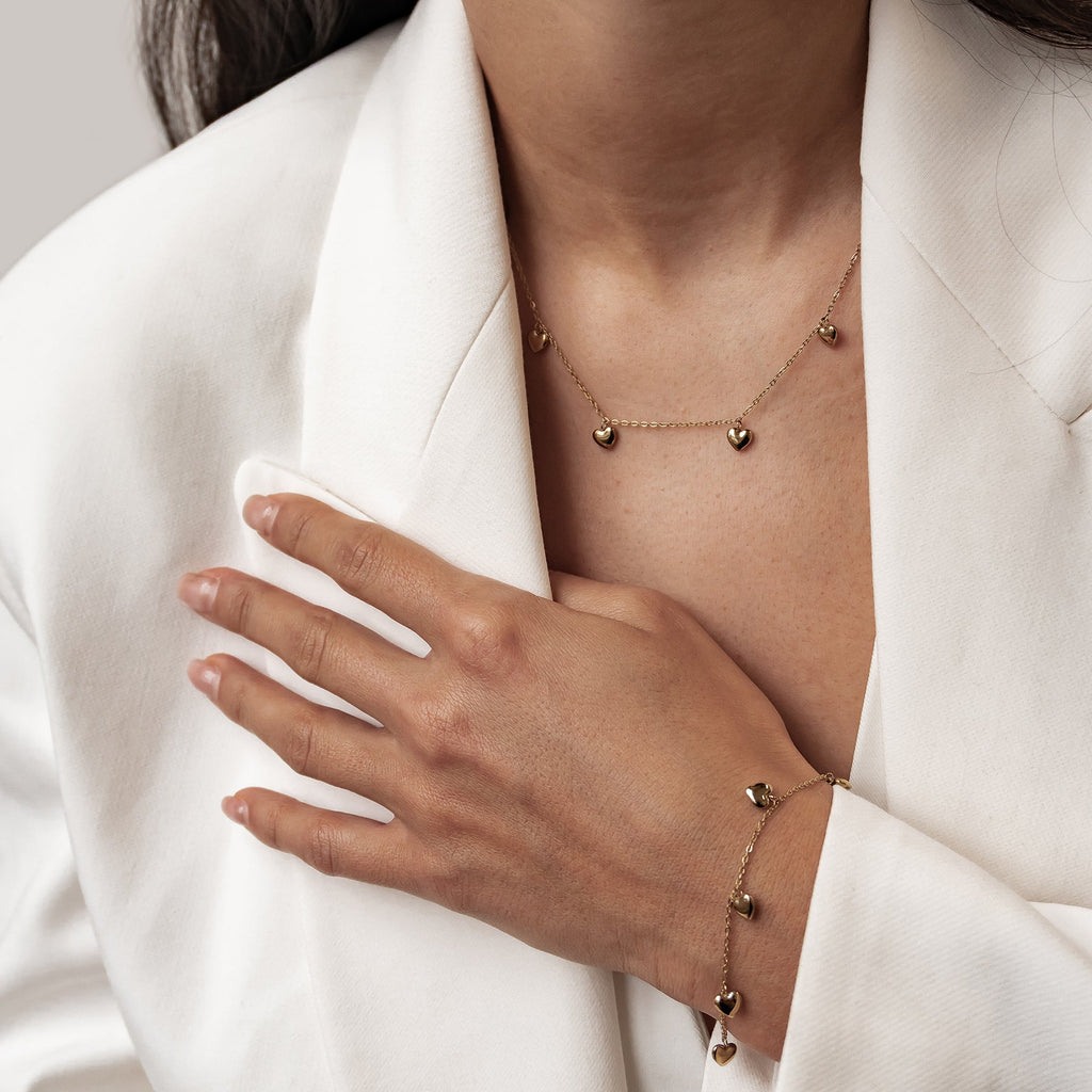 Multiple Chunky Heart Necklace Waterproof