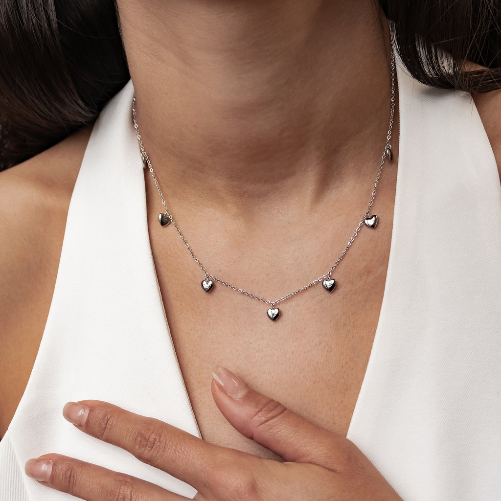 Multiple Chunky Heart Necklace Waterproof