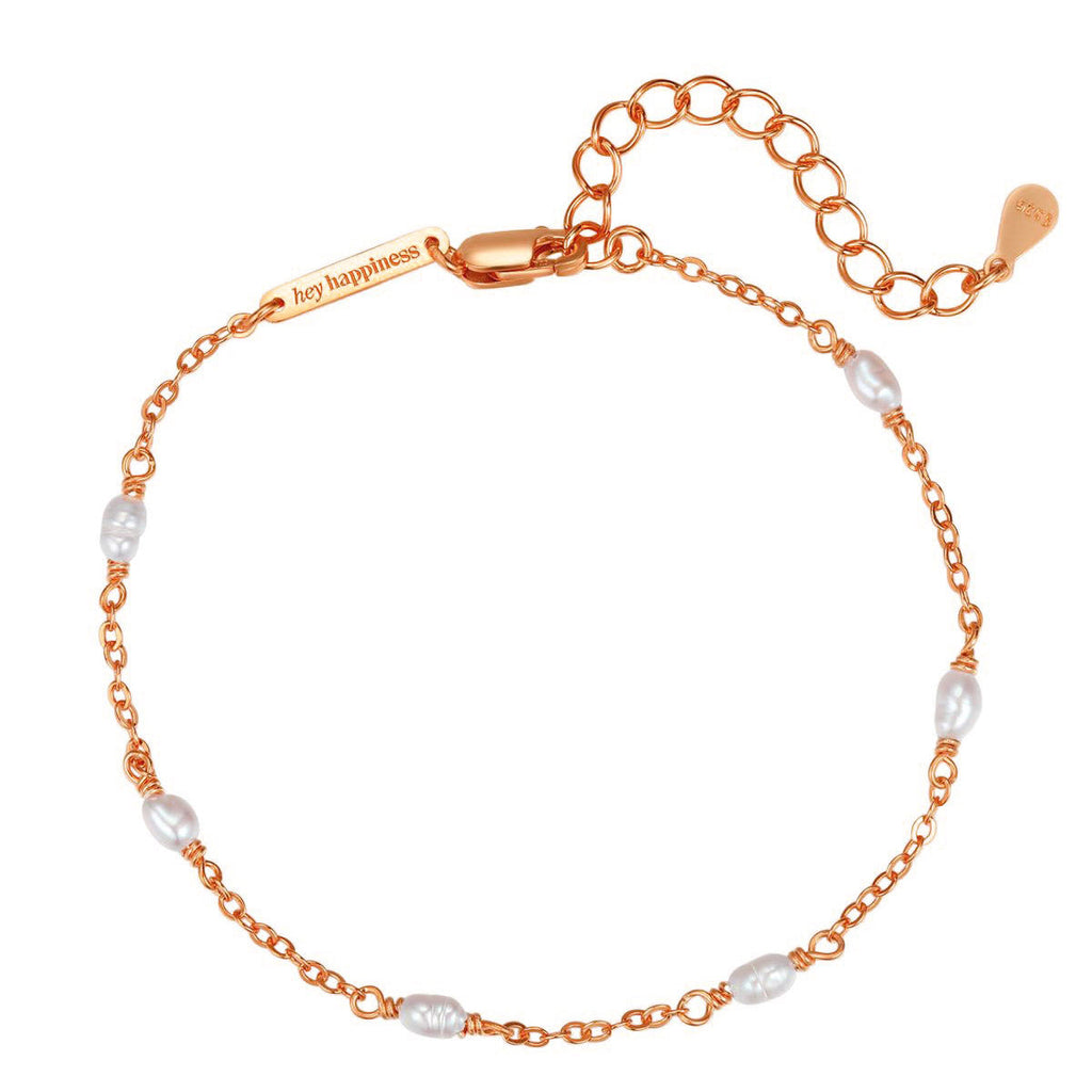 Pearl Chain Bracelet Sterling Silver Gold