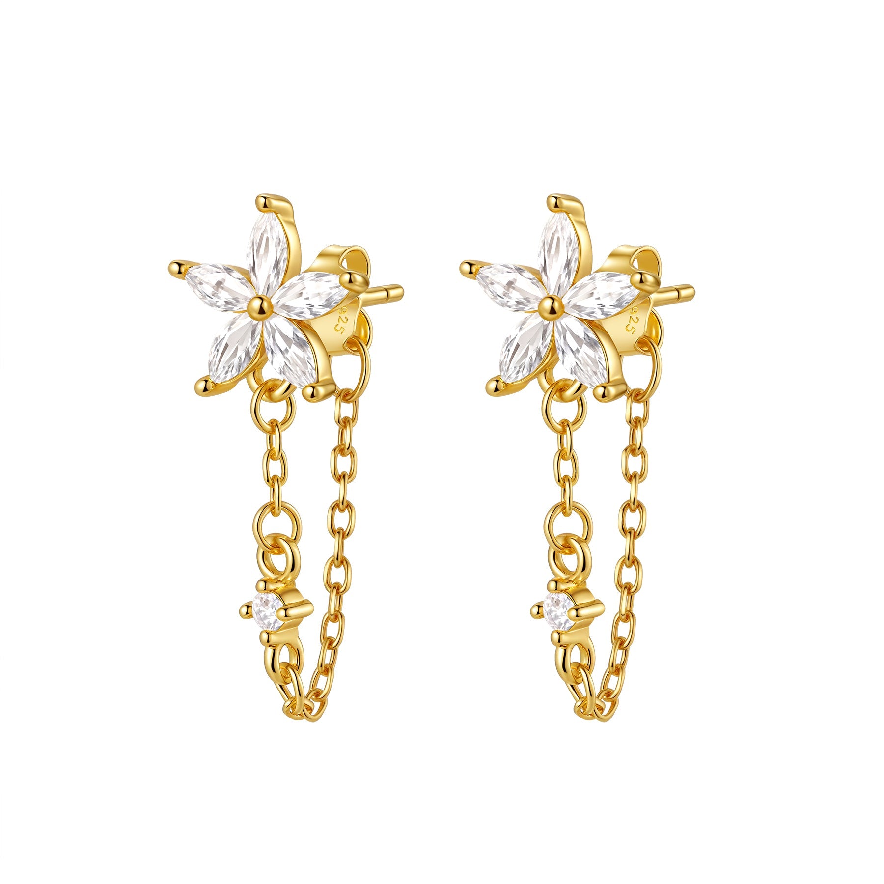 Petal Blossom Chain Earrings Sterling Silver