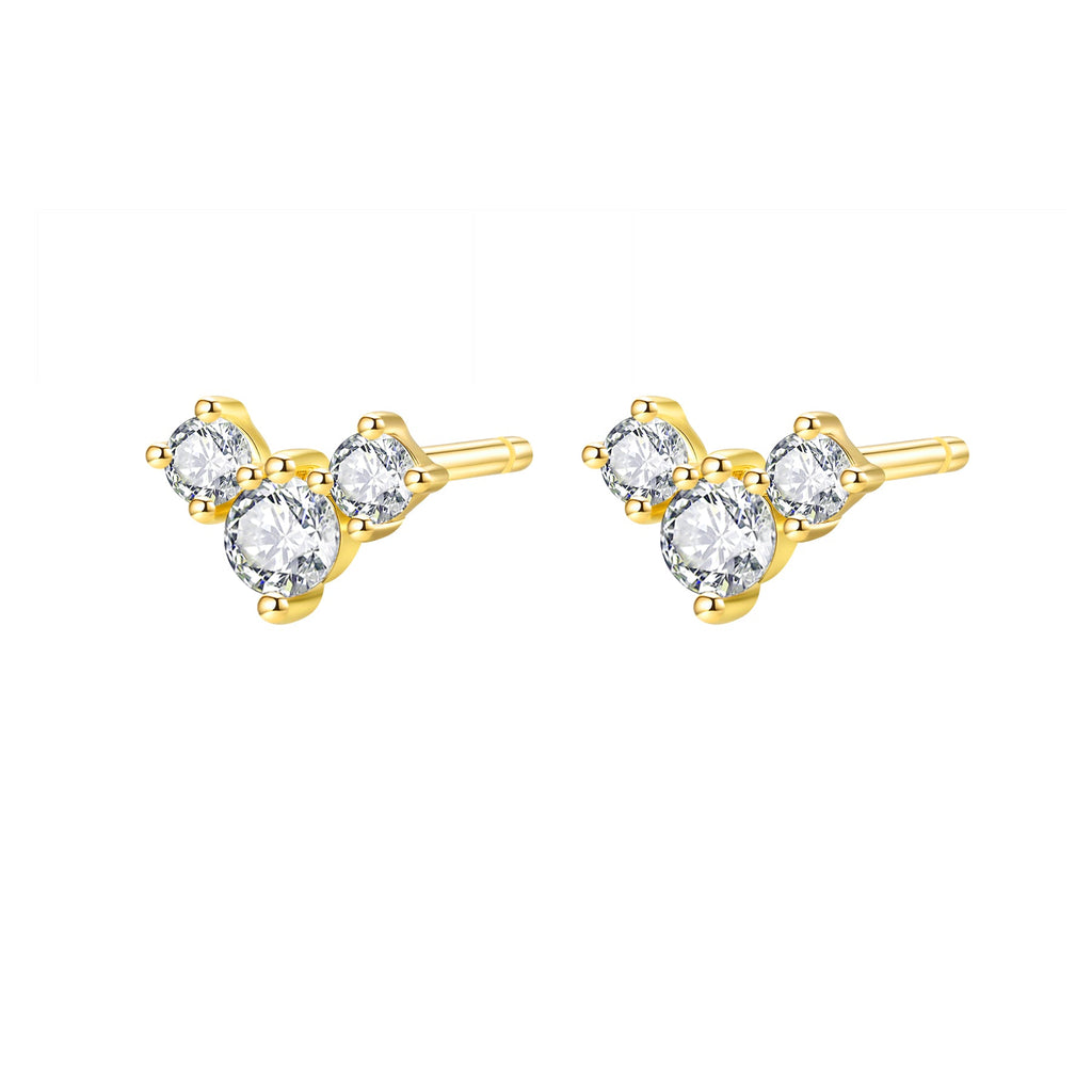 Petite Trio Flower Stud Earrings Sterling Silver