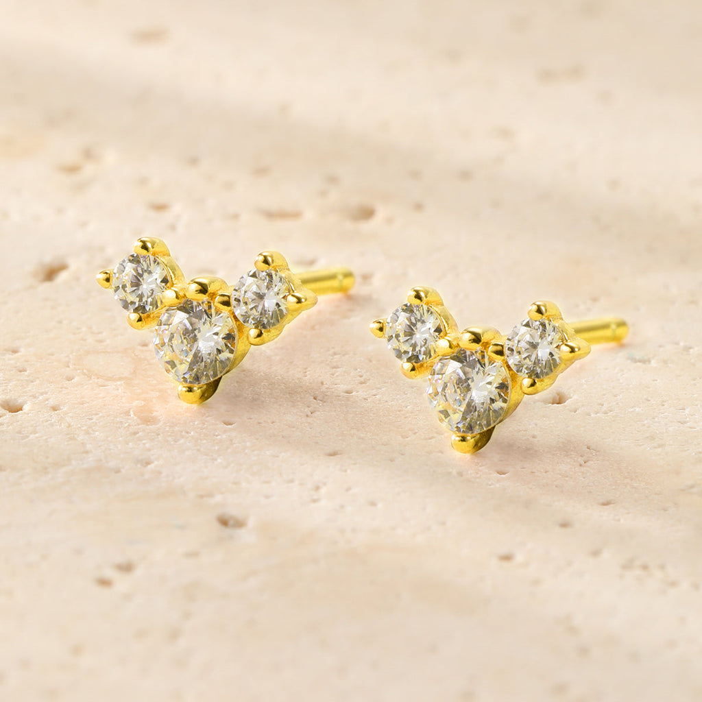 Petite Trio Flower Stud Earrings Sterling Silver