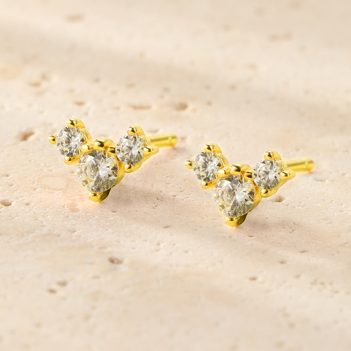 Petite Trio Flower Stud Earrings Sterling Silver