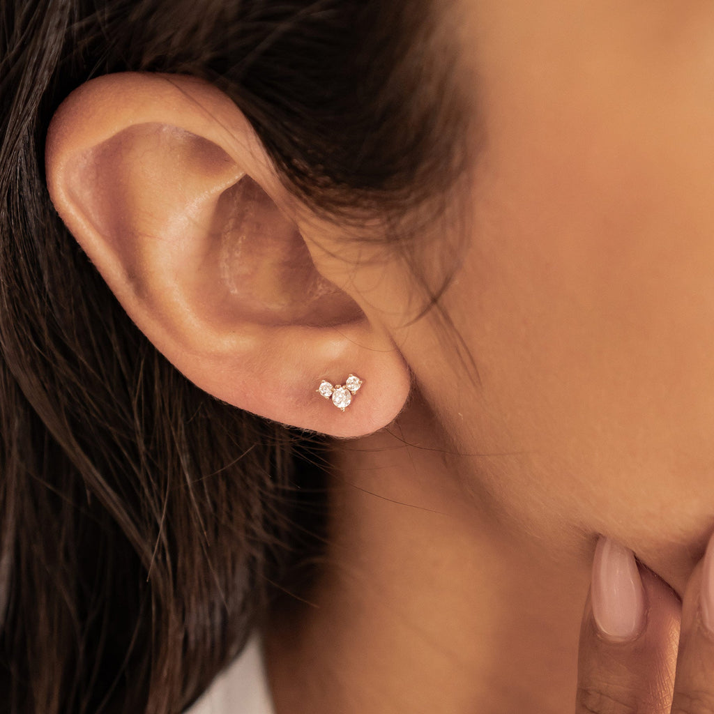 Petite Trio Flower Stud Earrings Sterling Silver