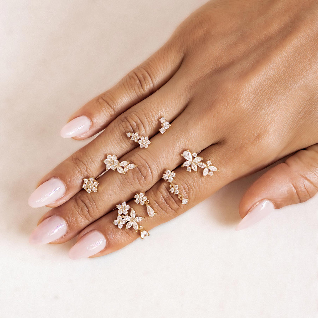 Petite Trio Flower Stud Earrings Sterling Silver